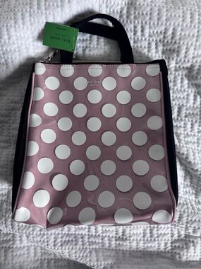 Kate Spade Lunch Bag Pink Polka Dot NWT Cute Travel Tote